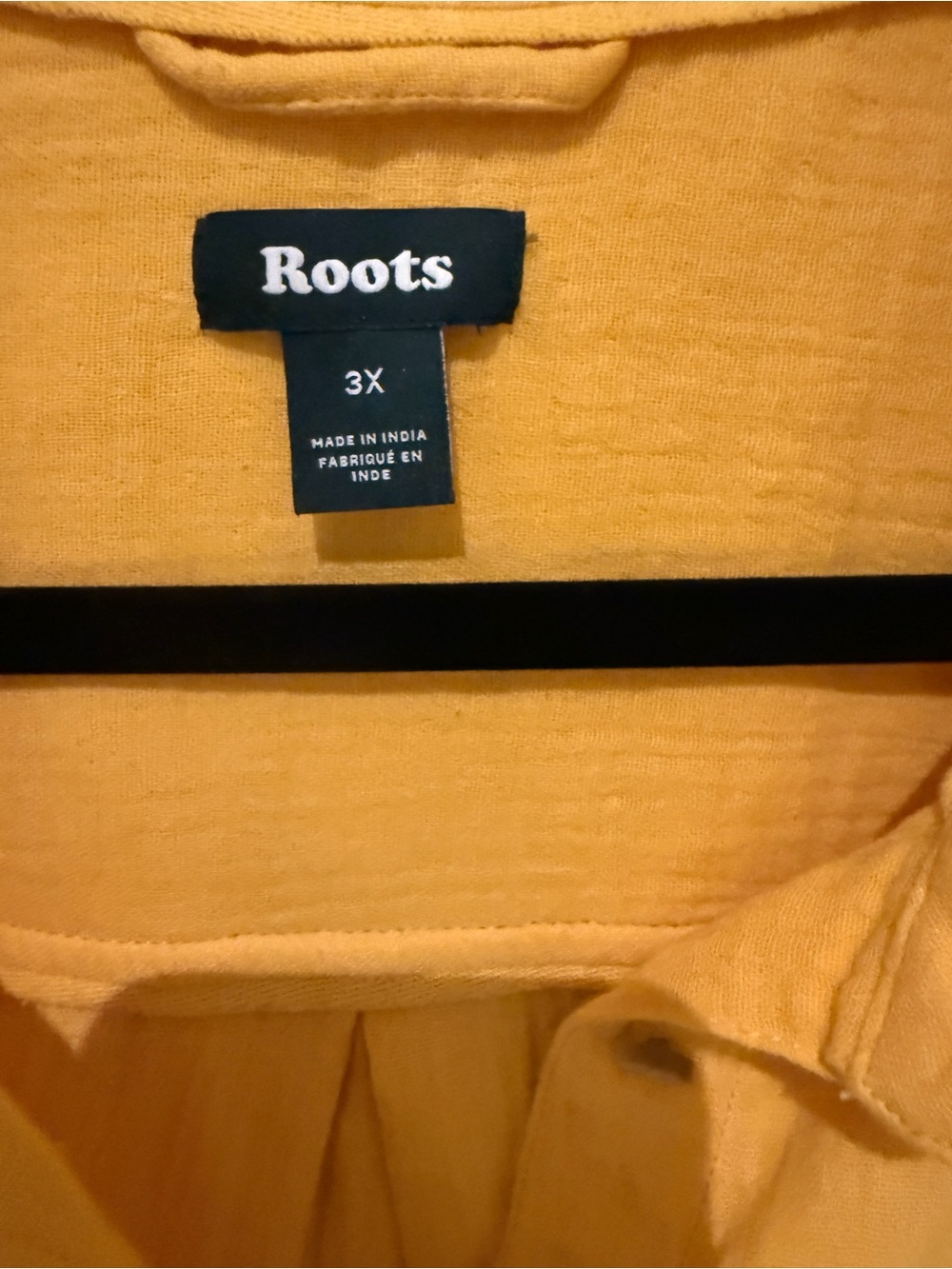 Roots Yellow Cotton Gauze Button Front Shirt 3X Plus Size Oversized - Picture 3 of 6